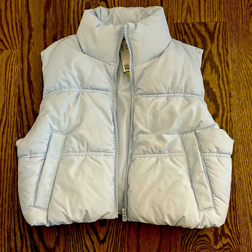 Blue puffer coat